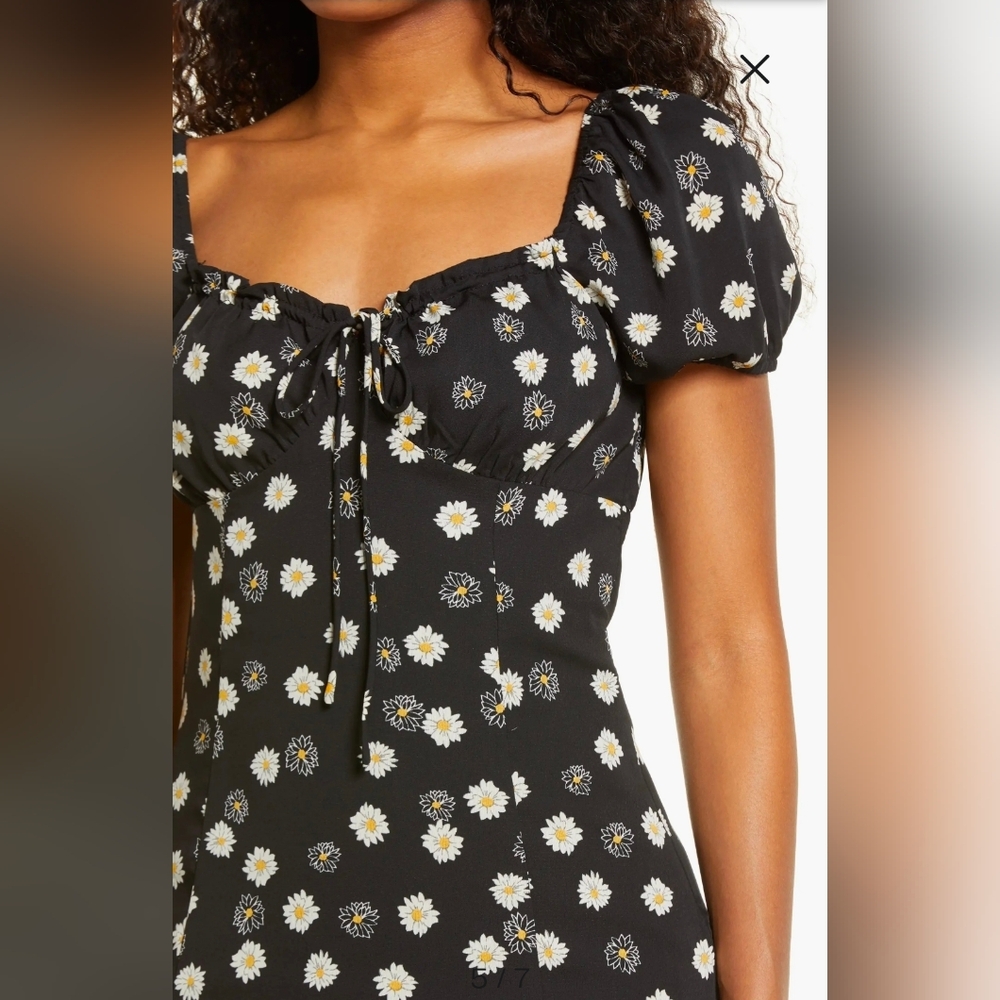 Bp Ditsy Floral Tie Front Minidress Medium - Picture 3 of 12